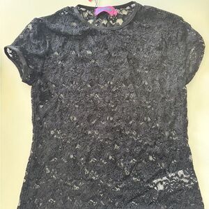 Edikted Black Lace Short Sleeve Top